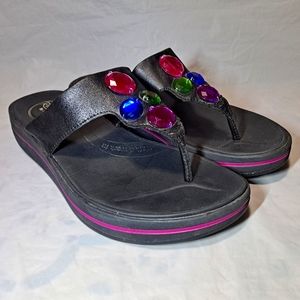 Skechers Tone-Ups Relaxed-Fit Sandals Women's 8 Black Walk & Work It Flip-flops